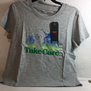 Levi’s Women’s Cropped Graphic T-Shirt Grey/Green/Blue Size Large New